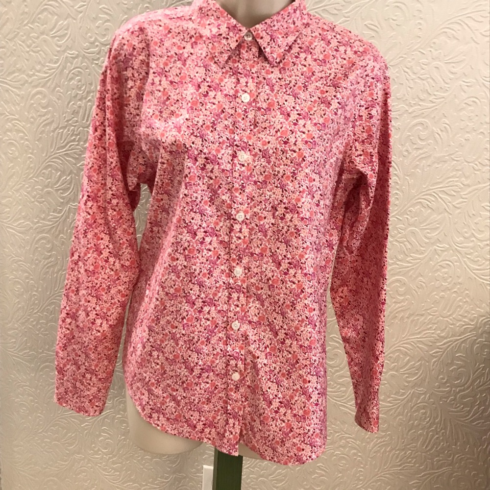 Top Blouse Cotton Floral L L BEAN